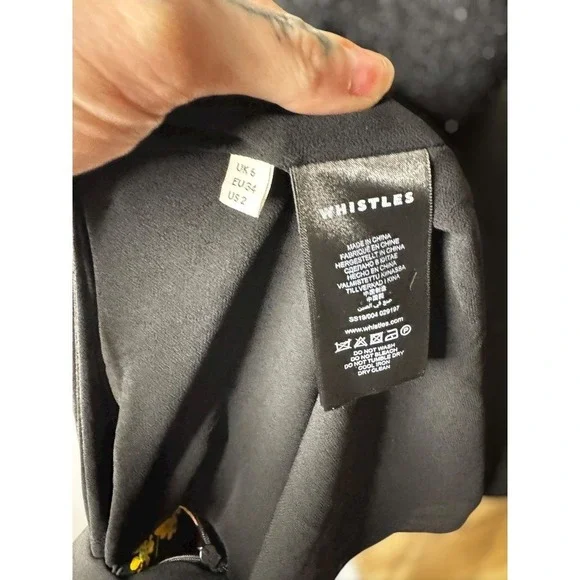 WHISTLES Ester Black Floral Daisy Print Keyhole Neck Mini Dress Fat and Flare - Picture 8 of 8